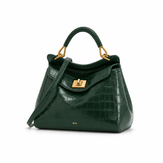 JW PEI Lucia Classic Top Handle Bag in Green Croc