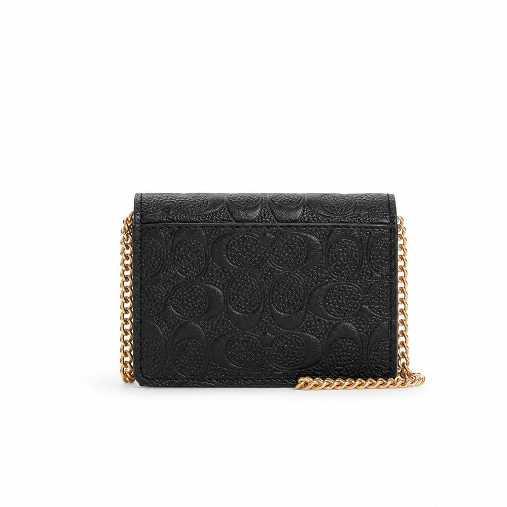 Coach Mini Wallet on a Chain in Black Signature Leather