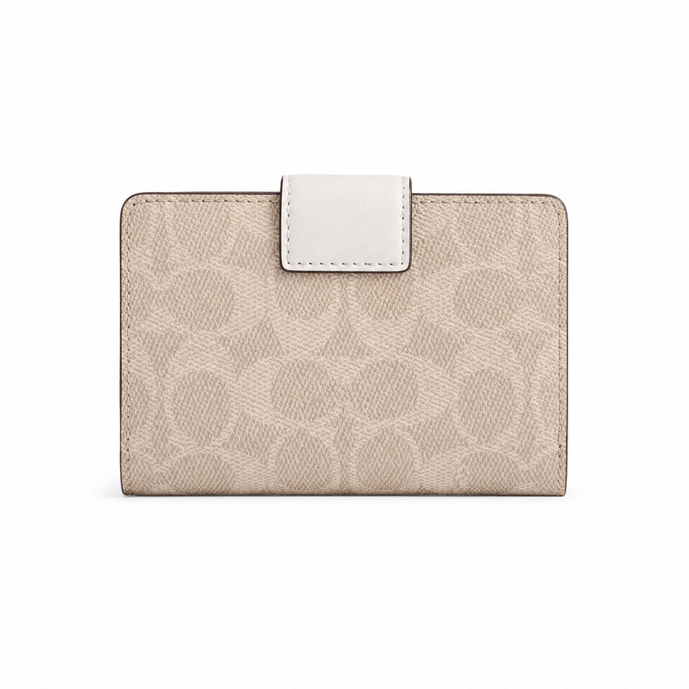 Coach Medium Corner Zip Wallet in Chalk Signature Canvas