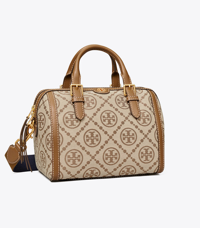 Tory Burch T Monogram barrel bag in camel