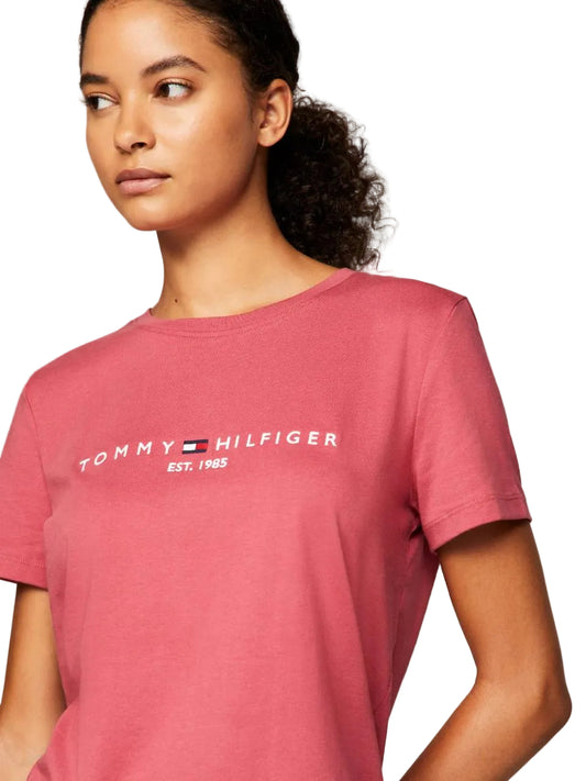 Tommy Hilfiger Embroidered Tommy Logo T-Shirt Light Crimson