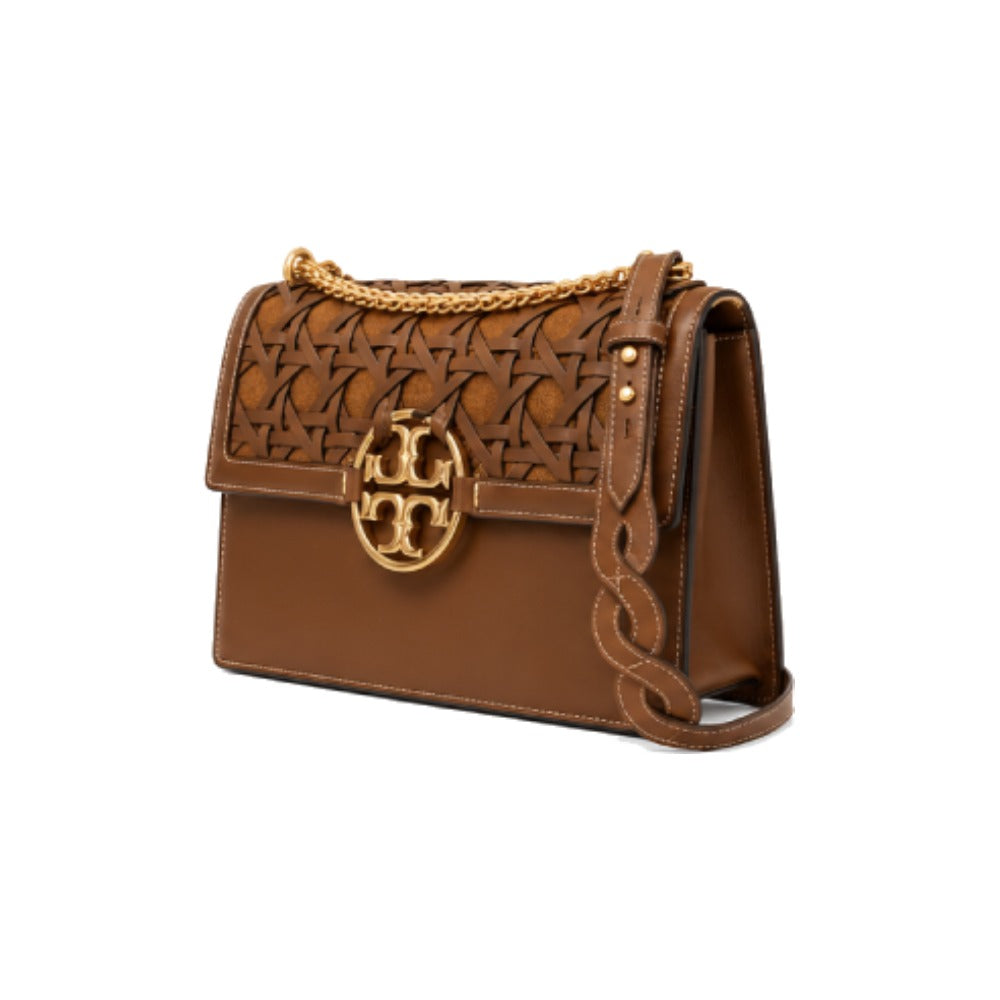 Tory Burch Miller Large Woven Shoulder Bag Brown