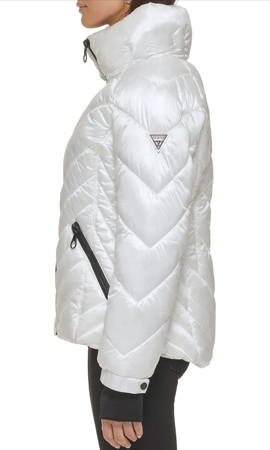 Guess Women's Puff Sleeve Quilted large