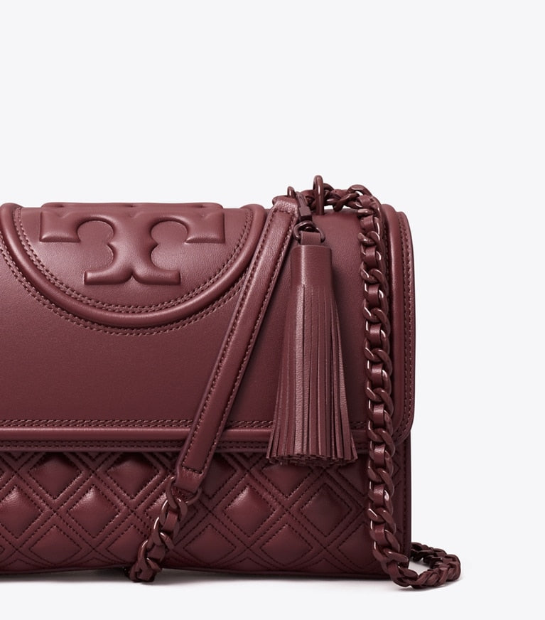 TORY BURCH FLEMING CONVERTIBLE SHOULDER BAG IN BURGUNDY