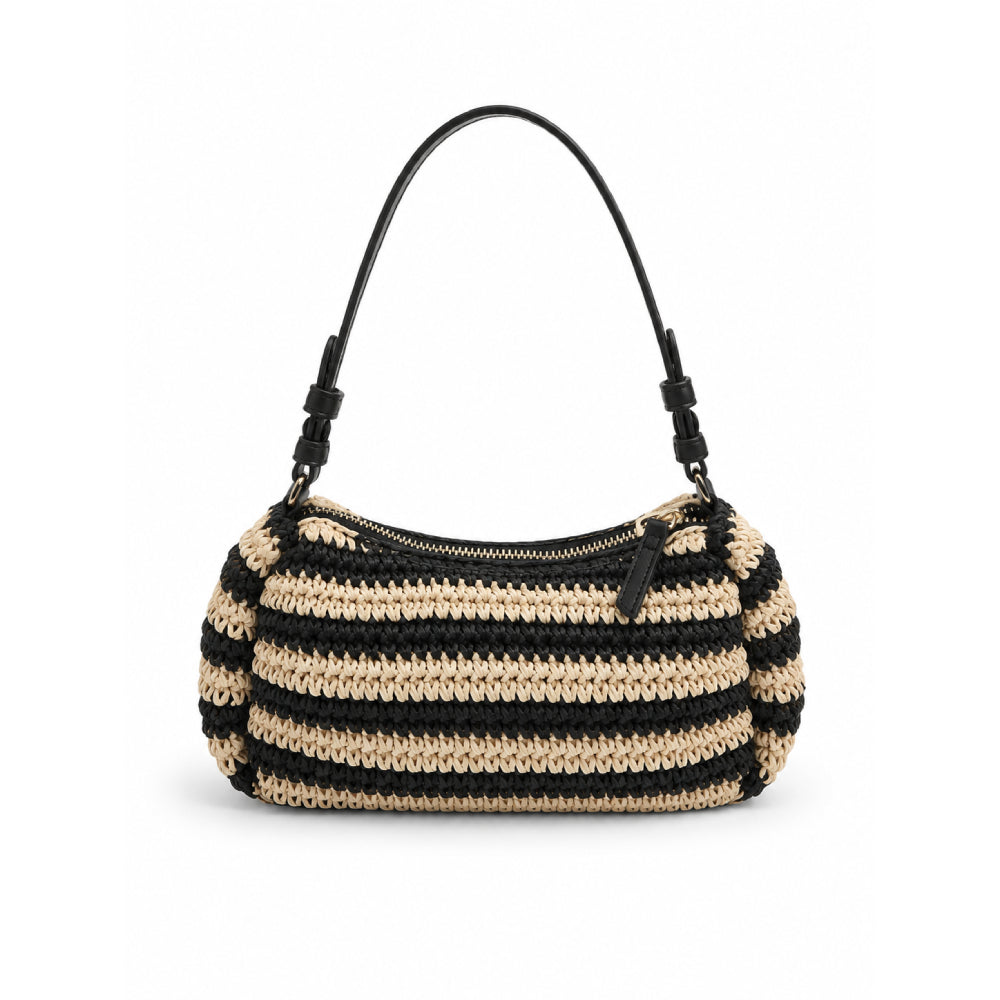 DKNY Shoulder Bag Canvas Beige x Black