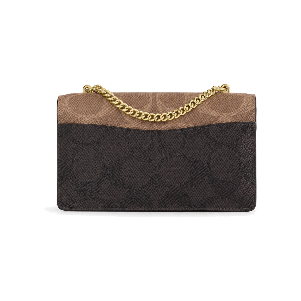 Coach Klare Envelope Crossbody Bag in Tan/Dark Brown Signature Canvas