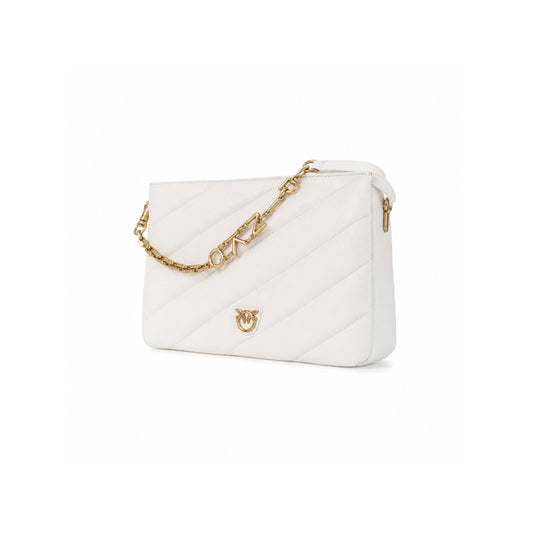 Pinko Twins Messenger Bag in Ivory/White Diagonal Quilt