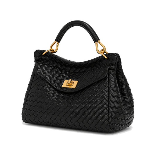 JW PEI Lucia Woven Classic Top Handbag in Black