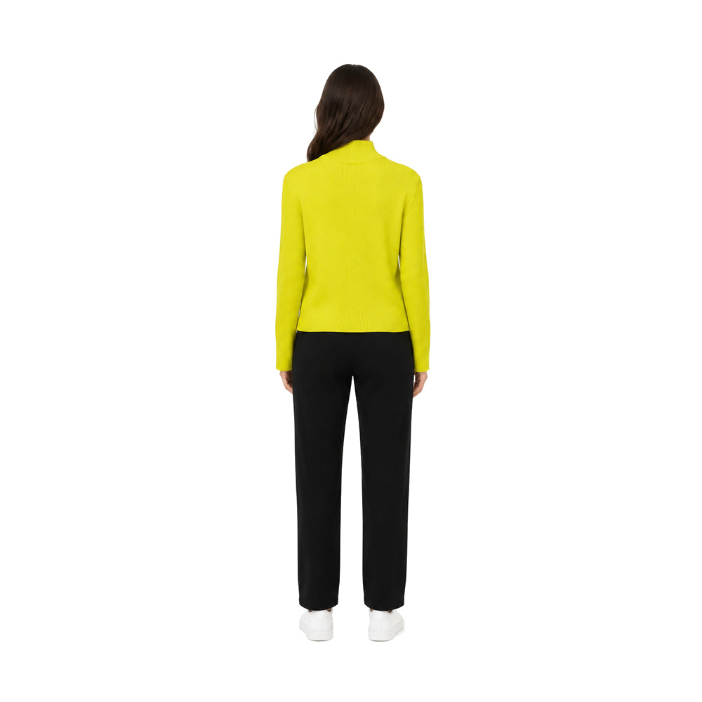 H&M x Pringle of Scotland Ribbed Mock-Neck Sweater in Bright Lime Yellow