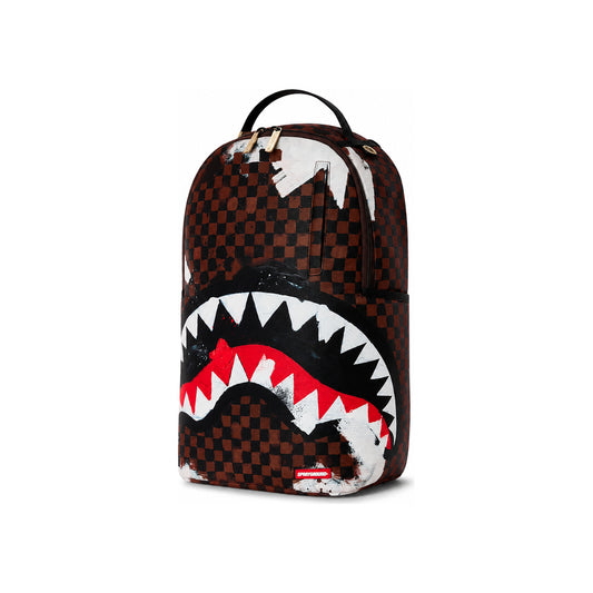 Sprayground Check Shark Mouth Backpack In Brown