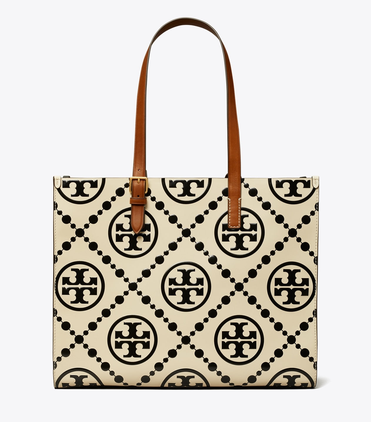 T MONOGRAM CONTRAST EMBOSSED TOTE TORY BURCH LARGE