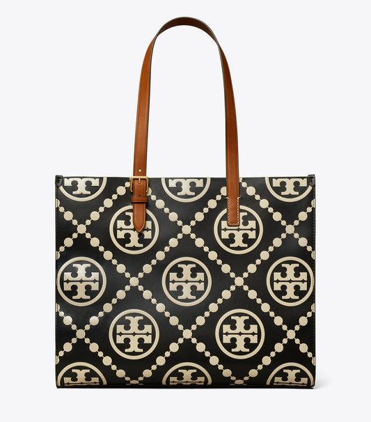 T MONOGRAM CONTRAST EMBOSSED TOTE TORY BURCH LARGE