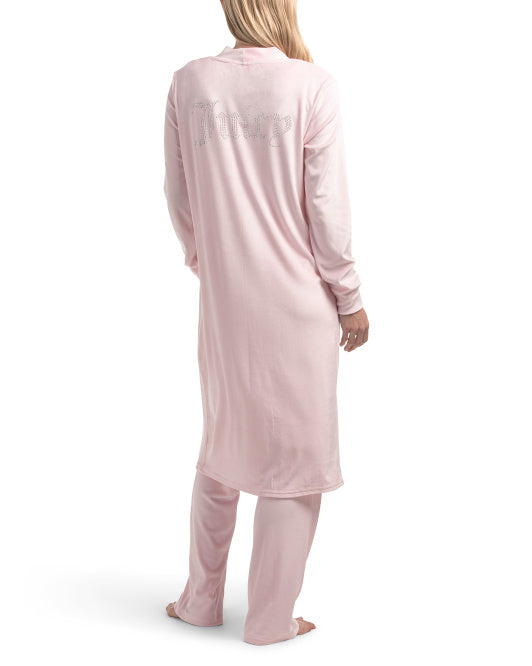 JUICY COUTURE 3pc Velvet Fleece Tank Top Duster And Pants Set