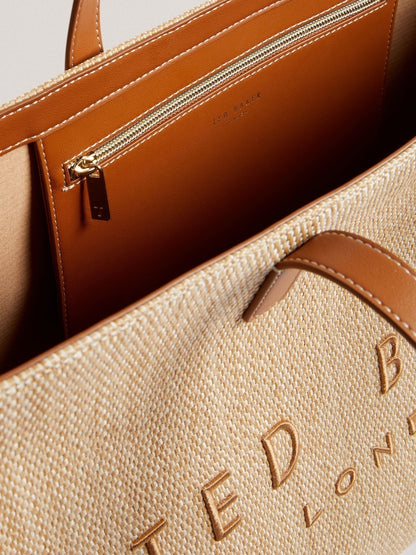 Ted Baker Brown Pallmer-Faux Raffia Large Icon Bag
