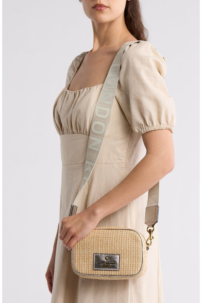 Kurt Geiger London Chiswick Raffia Camera Bag in silver