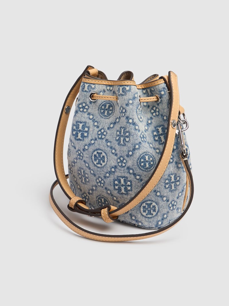 Tory Burch Mini T Monogram denim bucket bag