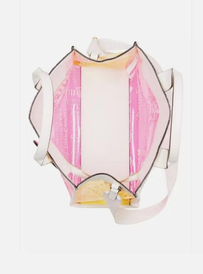 Juicy Couture Large 2pc Beachin Clear Logo MultiColor Tote Bag & Pouch Pink