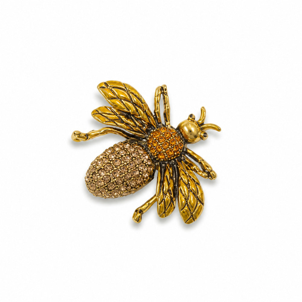 Embellished Bee Brooch in Gold