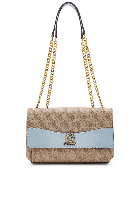 Guess Nell Logo Crossbody Flap Bag, Latte