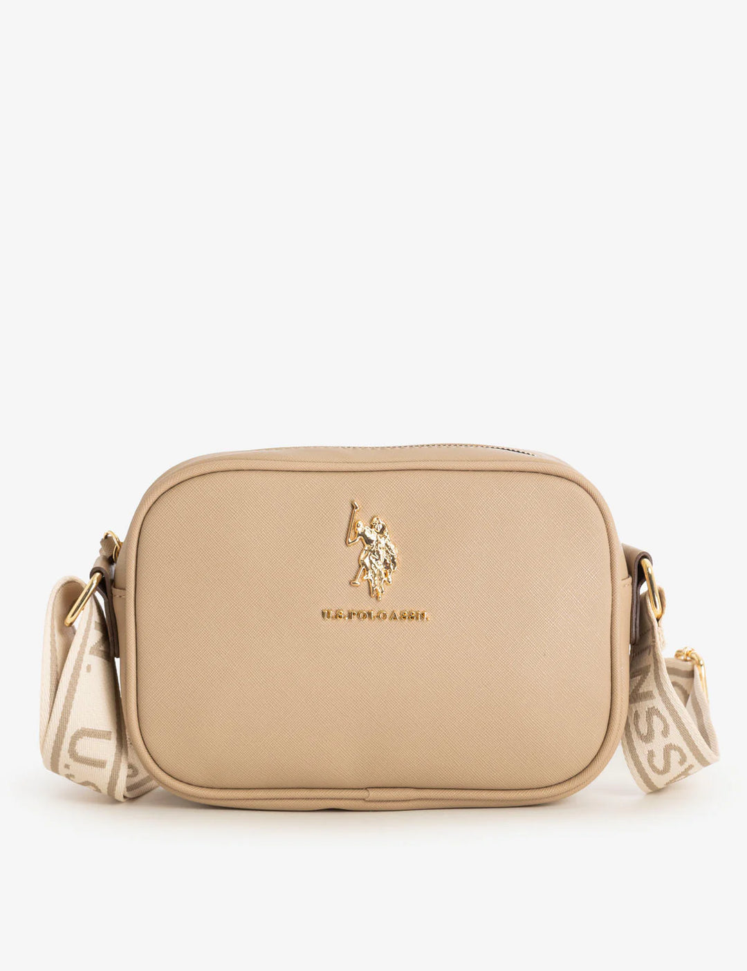 US Polo ASSN Classic Zip Crossbody Bag in beige