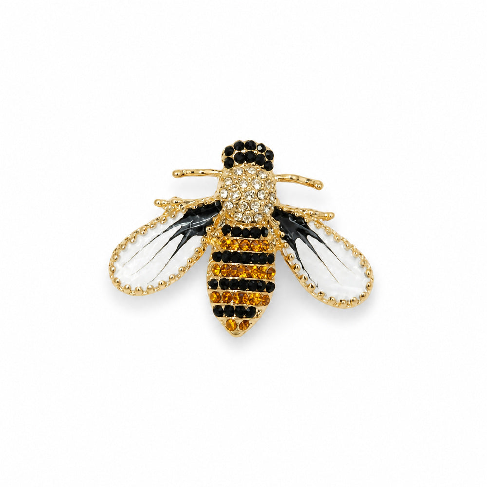 Black and Gold Crystal Bee Brooch