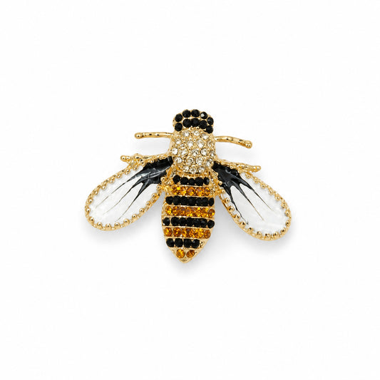 Black and Gold Crystal Bee Brooch