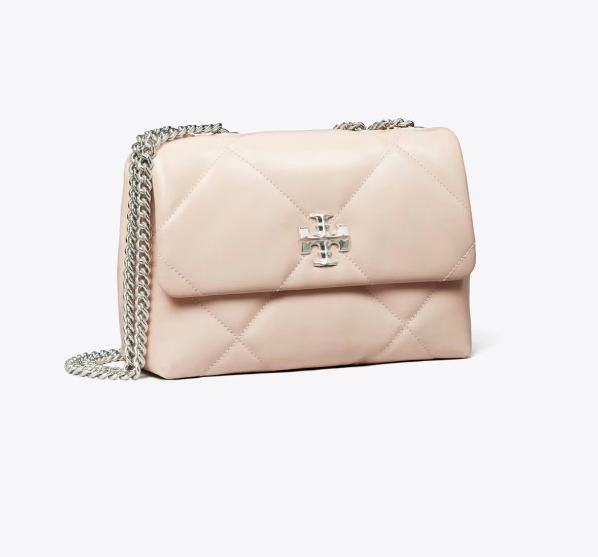 TORY BURCH KIRA DIAMOND QUILT CONVERTIBLE SHOULDER BAG IN SOFT PINK