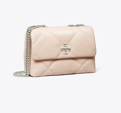 TORY BURCH KIRA DIAMOND QUILT CONVERTIBLE SHOULDER BAG IN SOFT PINK