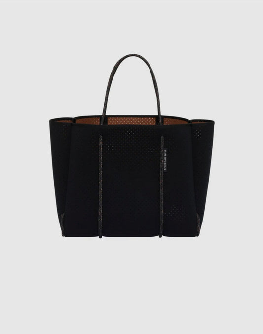 State of escape Flying Solo tote in black / saddle (dual tone) medium size