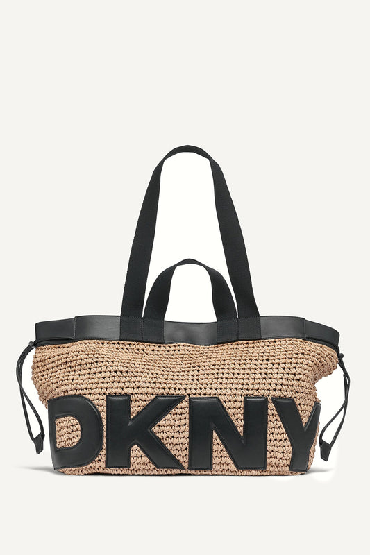 DKNY BARDOT RAFFIA LOGO TOTE