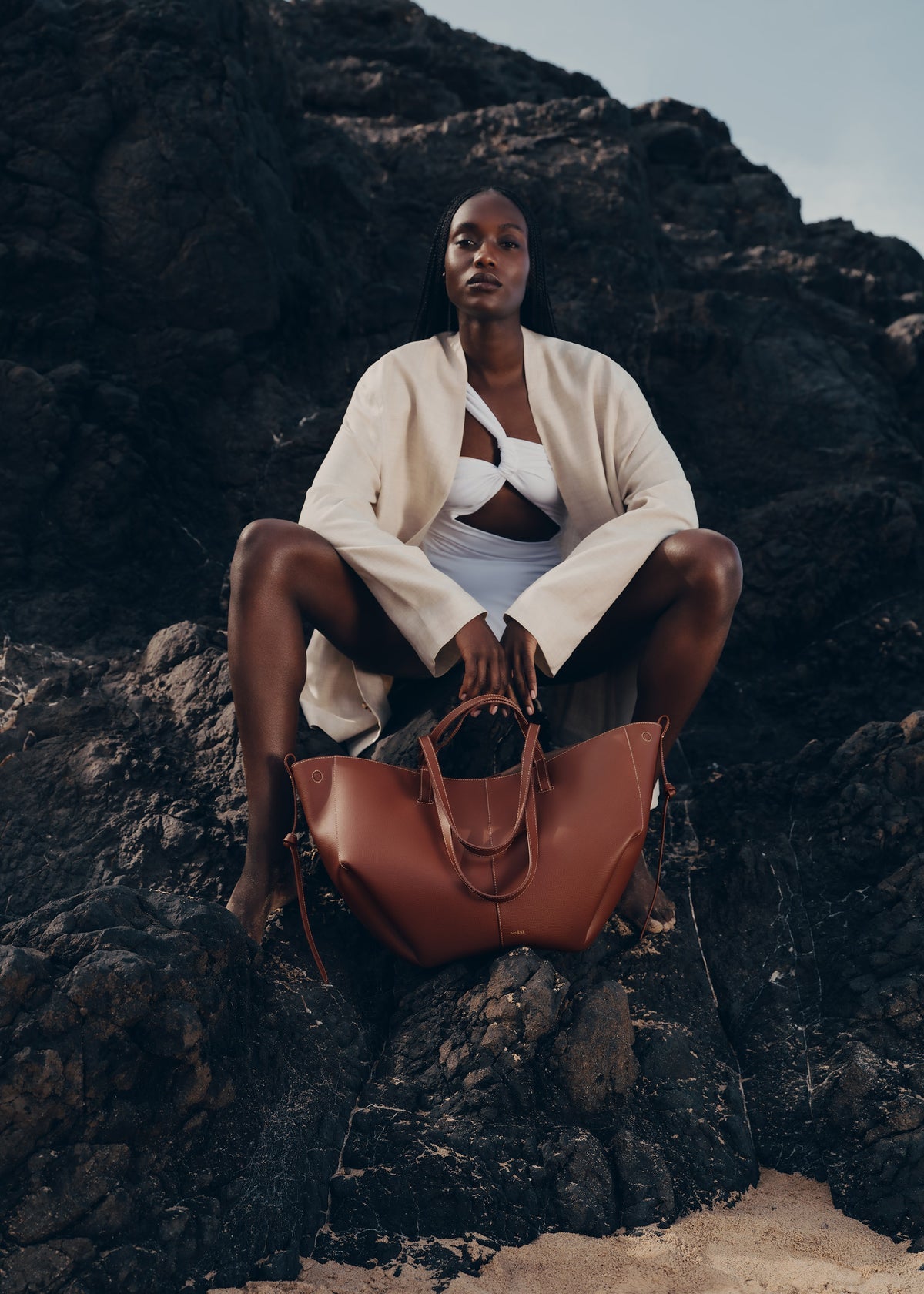 Polene Cyme edition textured cognac