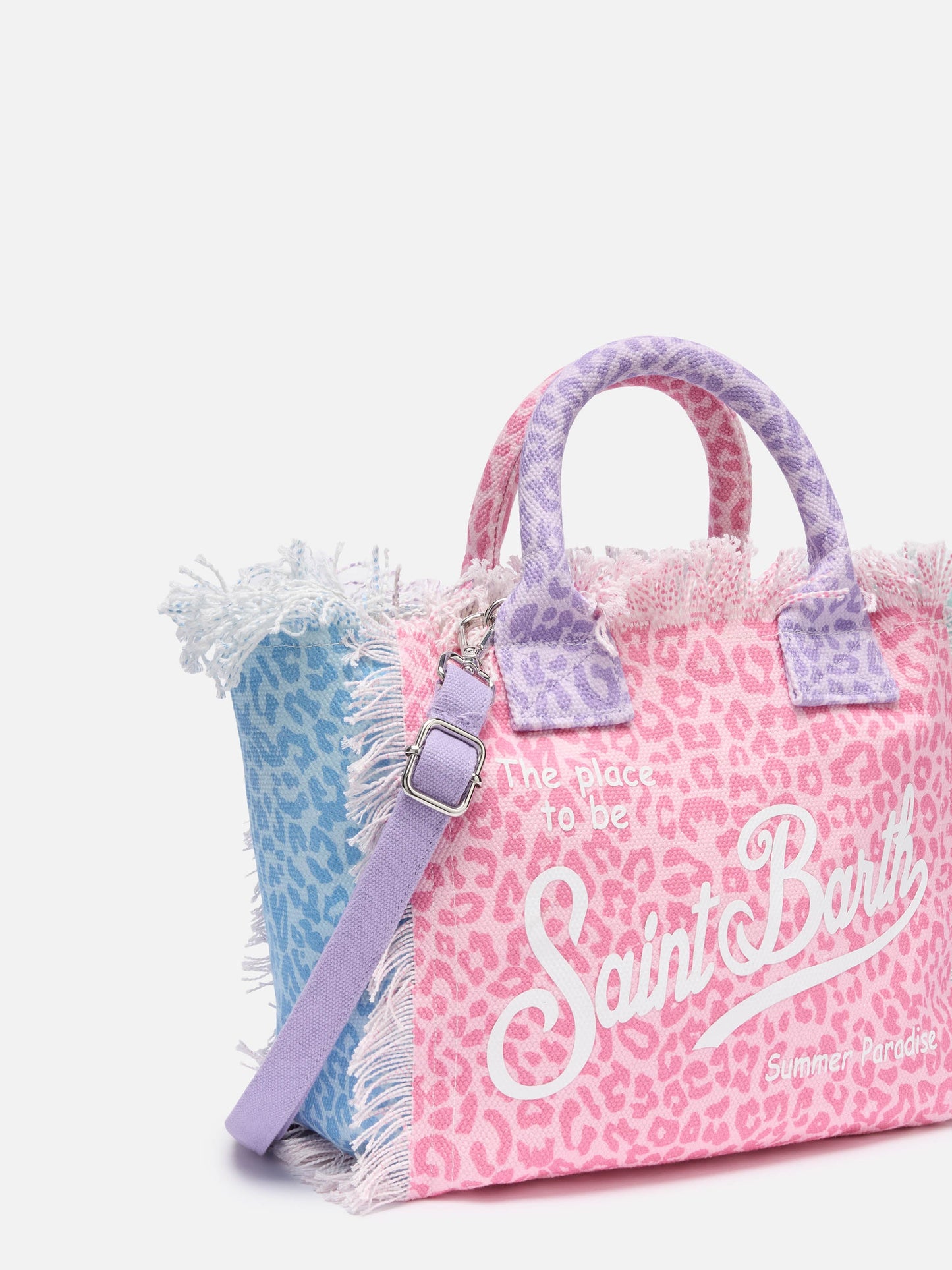 MC2 SAINT BARTH COLETTE COTTON CANVAS HANDBAG WITH MULTICOLOR ANIMALIER PRINT