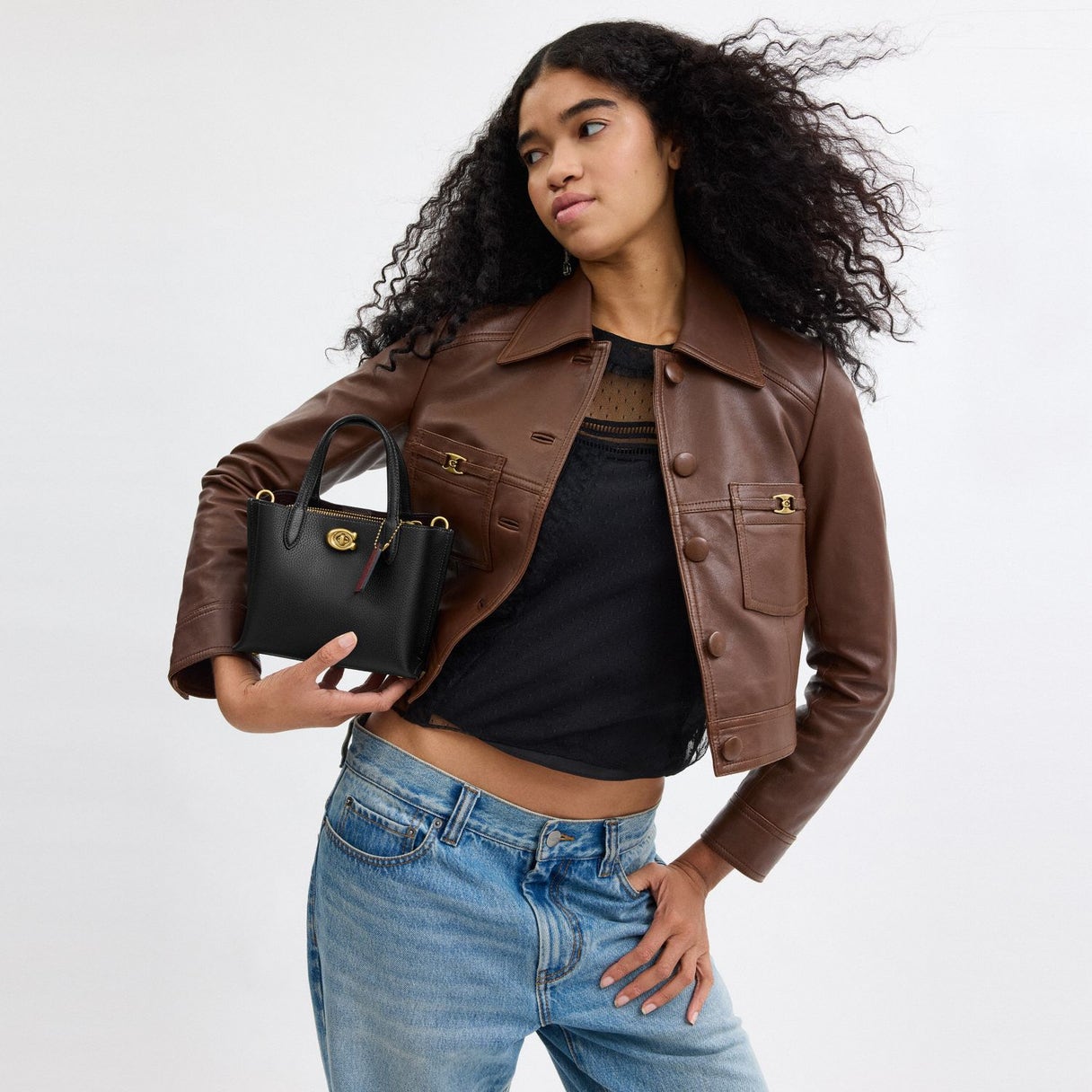 Coach Willow Tote Bag 18 In Signature Canvas color black/navy