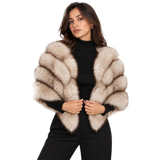 Women's Genuine Fur Wrap Shawl