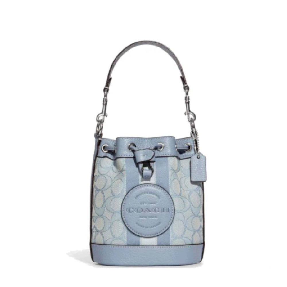 Coach Dempsey Small Bucket Bag in Marble Blue Signature Jacquard