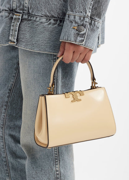 Tory Burch Mini Eleanor Satchel in beige leather with gold-tone hardware