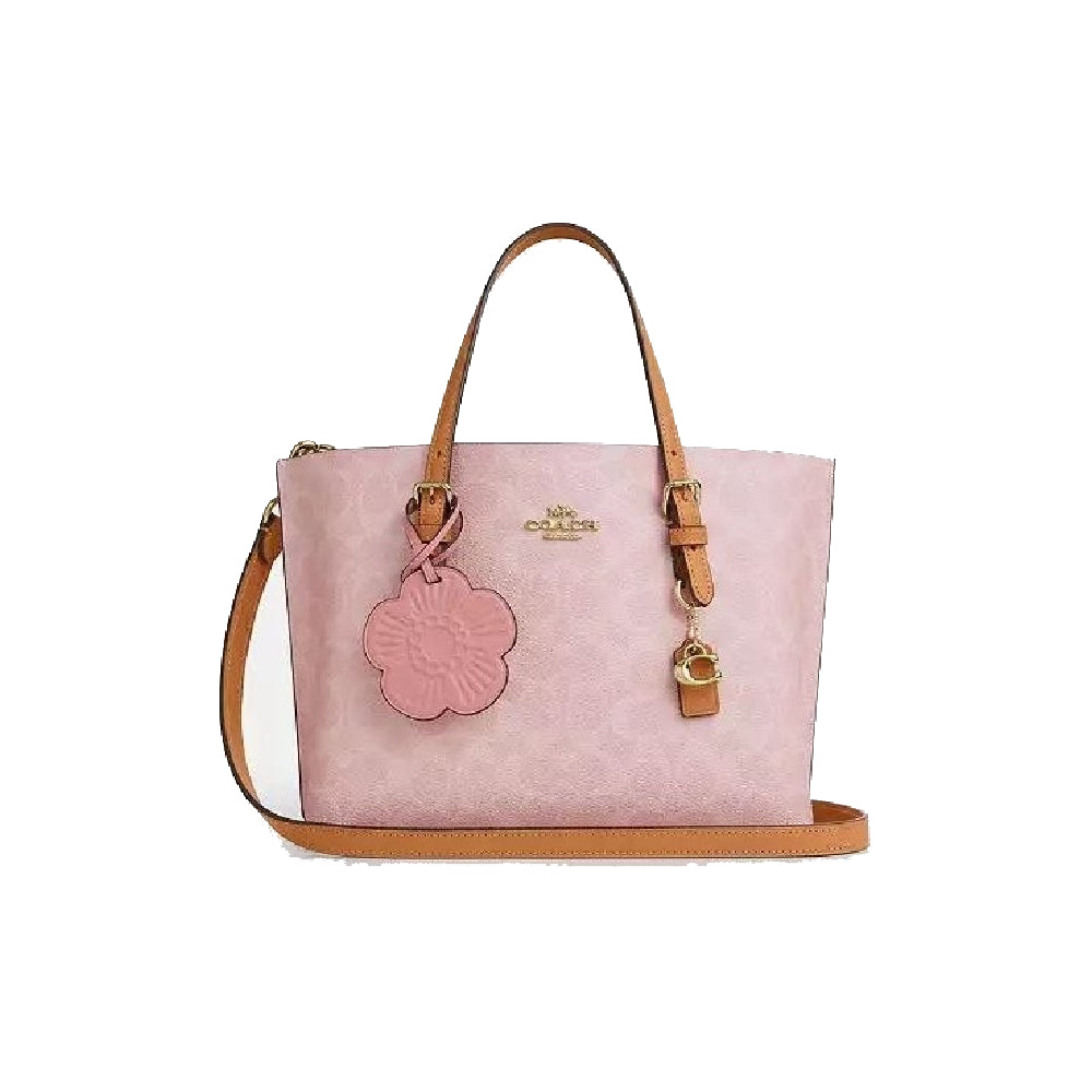 Coach Mollie Tote Bag 25 in Baby Pink Signature Canvas