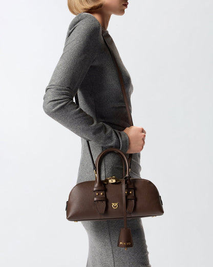Pinko Escape Small Leather Bag in Brown