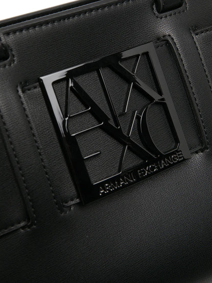 Armani Exchange logo plaque tote bag