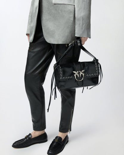 Pinko Love Bag Slouchy soft shoulder bag with fringing