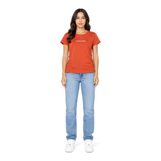 Calvin Klein T-Shirt Orange White Logo Size M