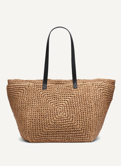 DKNY PALOMA CROCHET RAFFIA LOGO TOTE