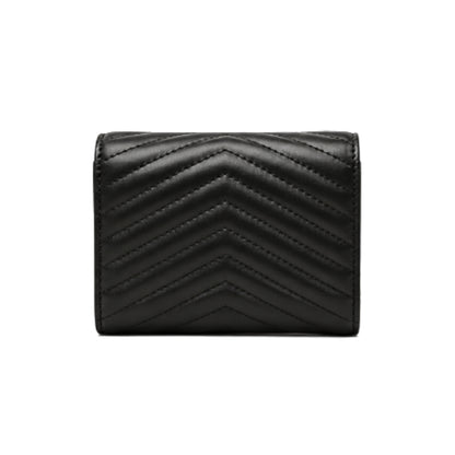 PINKO Love Birds Chevron Quilted Leather Wallet in Black