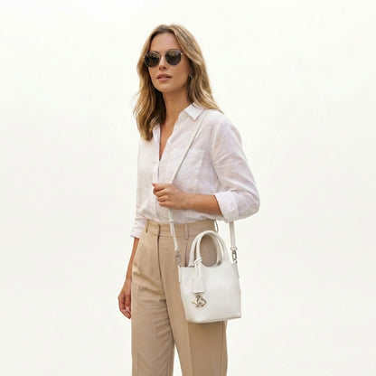 DKNY Handbag with Silver Charm in White