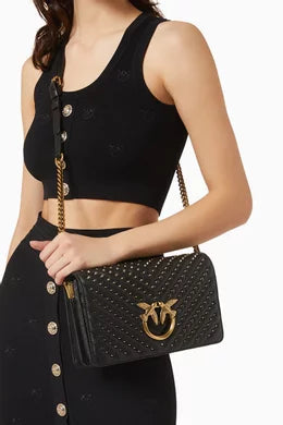 PINKO CLASSIC LOVE BAG CLICK CHEVRON STUDS