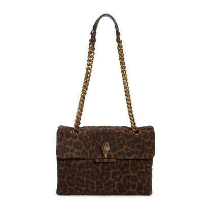 Kurt Geiger Union Jack Leopard Print Leather Shoulder Bag in Open Brown