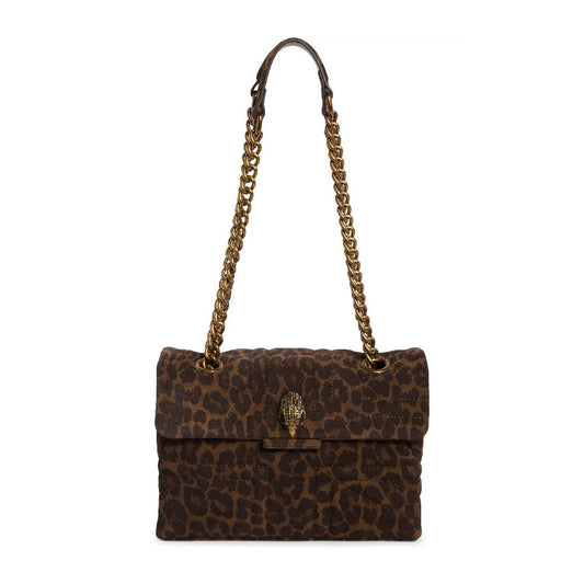 Kurt Geiger Union Jack Leopard Print Leather Shoulder Bag in Open Brown