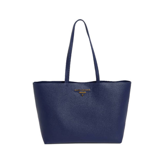 Kurt Geiger Angle Leather Shopper Bag in Dark Blue