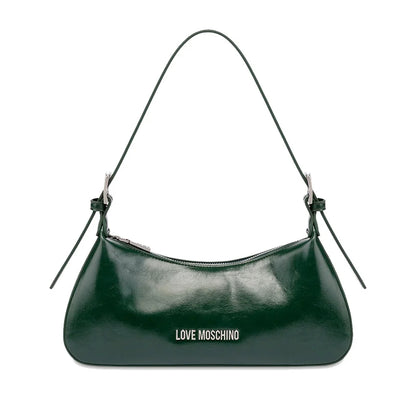 Love Moschino Soft Leather Shoulder Bag in Dark Green