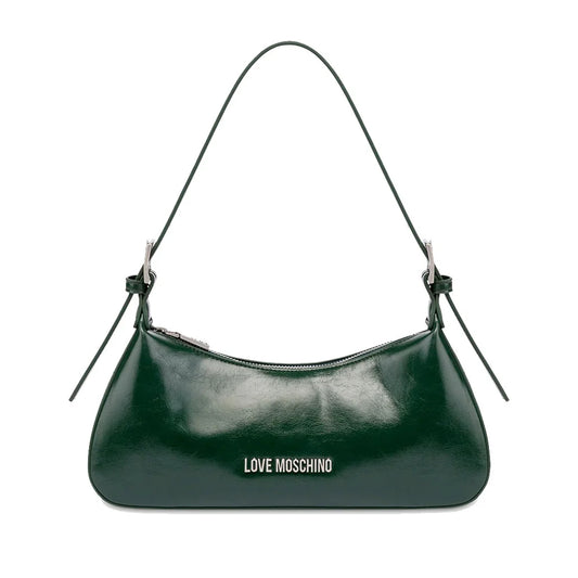 Love Moschino Soft Leather Shoulder Bag in Dark Green